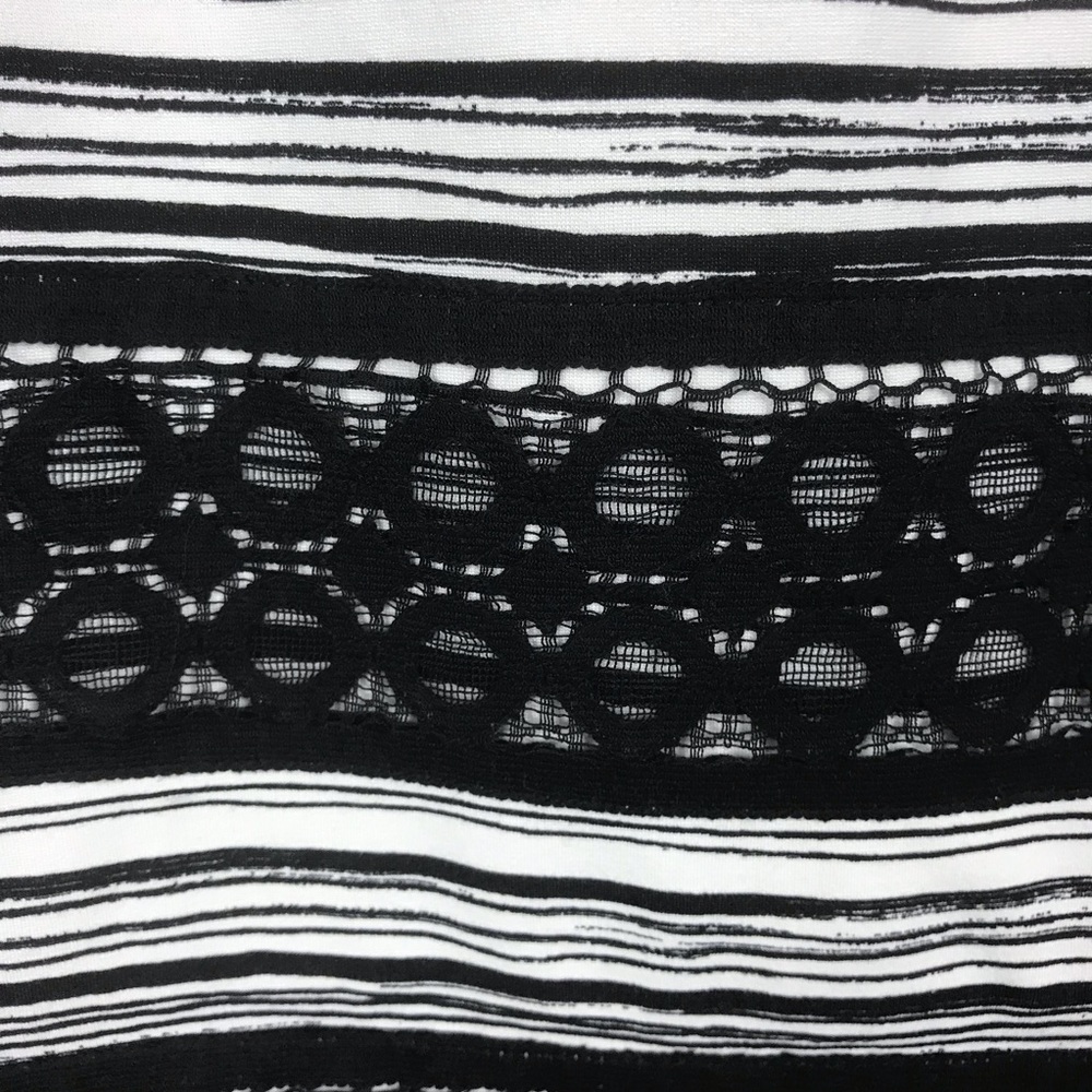 Ann Taylor Shift Dress Size 4P Stripe Black White - Picture 4 of 8